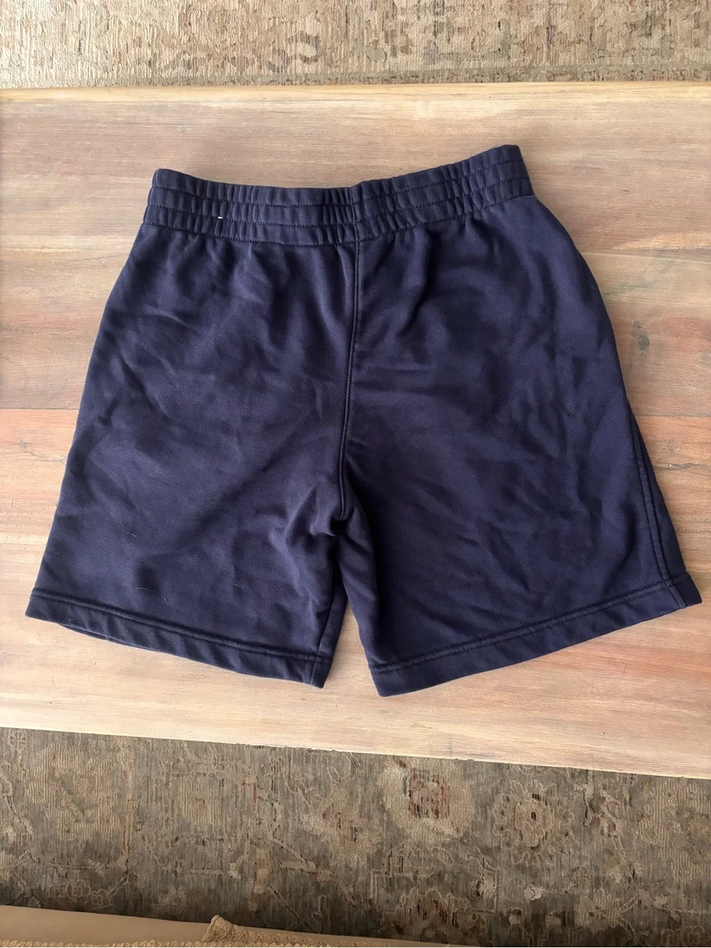 Nike Navy Blue Fleece Shorts with White Embroidered Swoosh